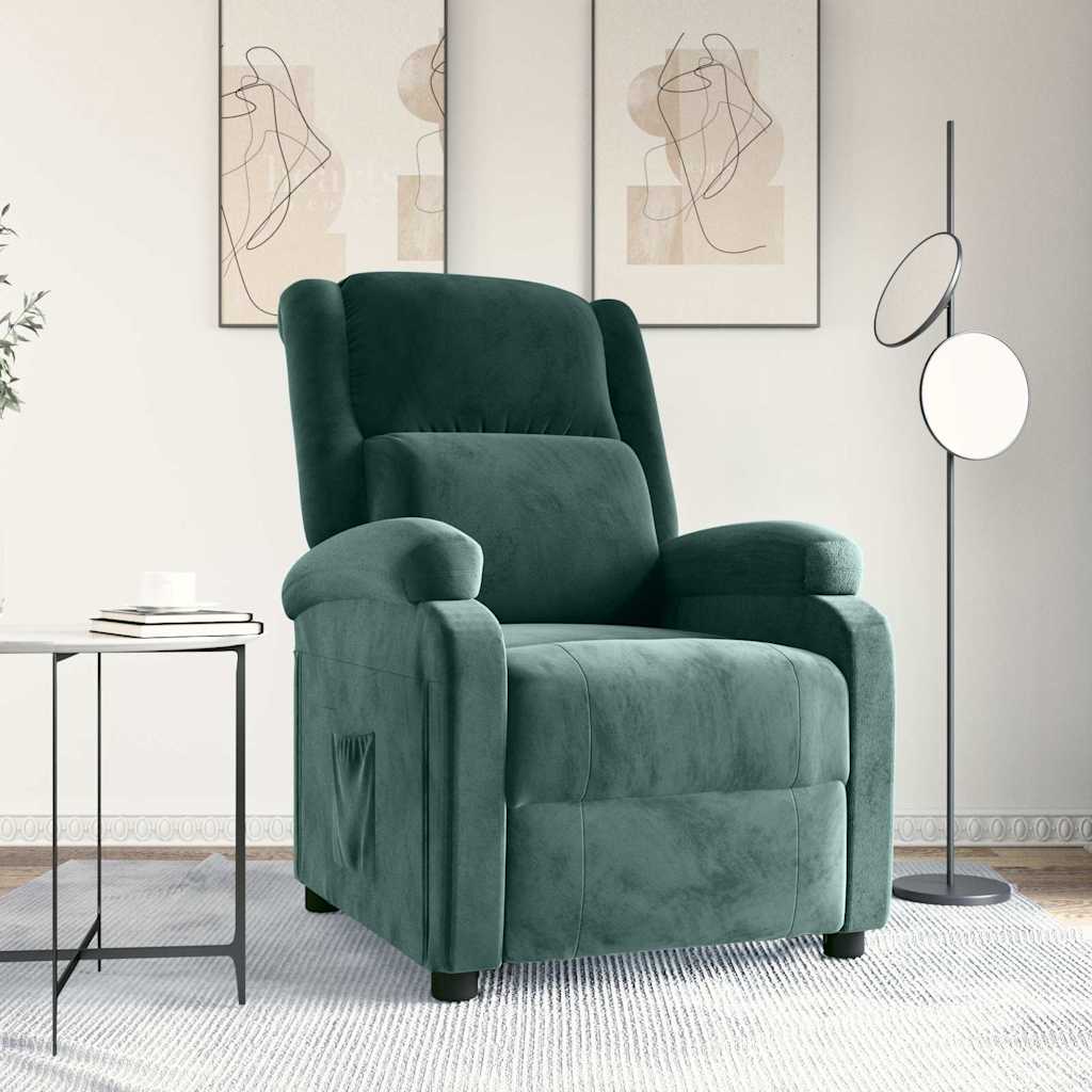 Vidaxl fauteuil verstelbaar fluweel donkergroen