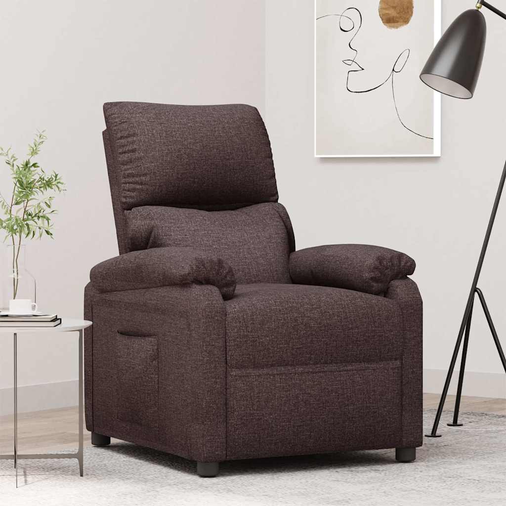Vidaxl fauteuil verstelbaar stof donkerbruin