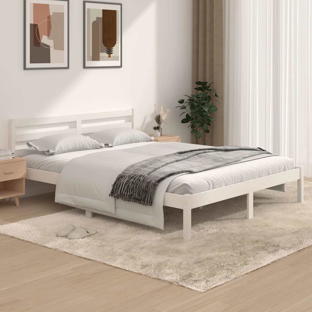 Vidaxl bedframe massief grenenhout wit 150x200 cm