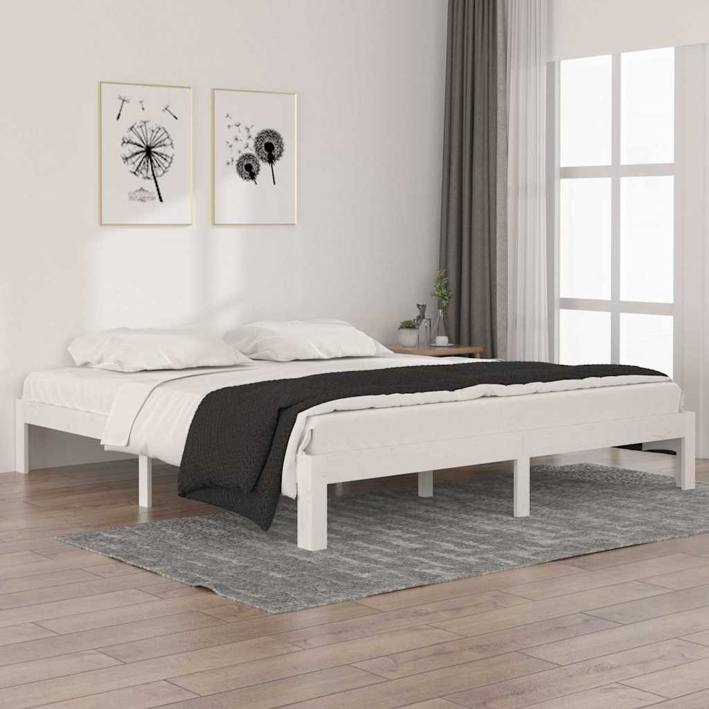 Vidaxl bedframe massief hout wit 180x200 cm