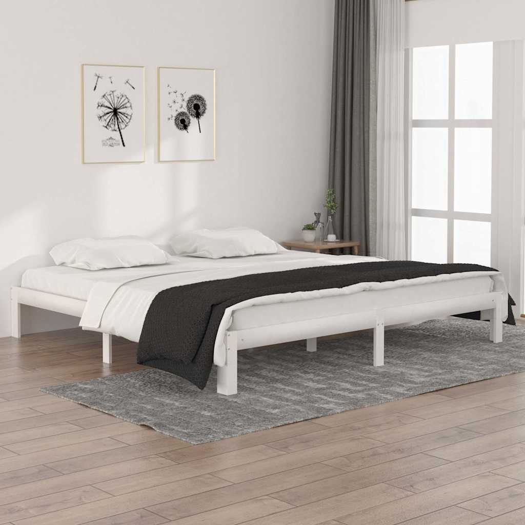 Vidaxl bedframe massief grenenhout wit 200x200 cm
