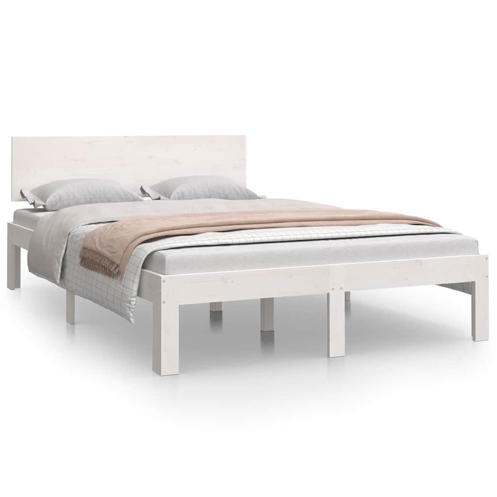 Vidaxl bedframe massief hout wit 120x190 cm