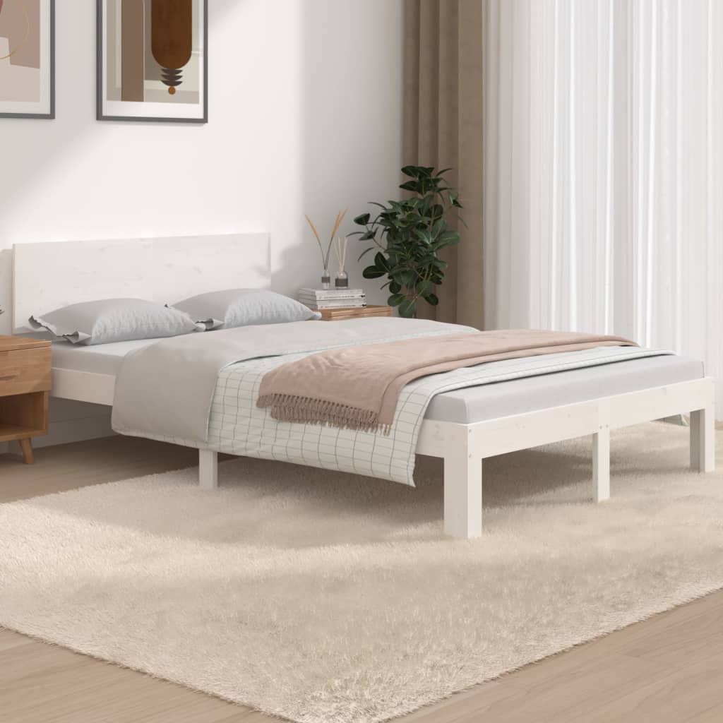 Vidaxl bedframe massief hout wit 120x190 cm