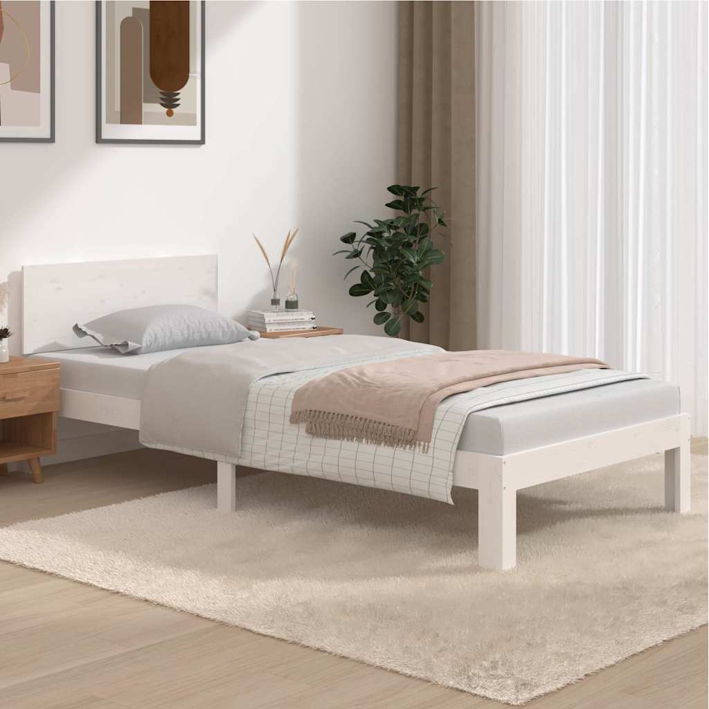 Vidaxl bedframe massief grenenhout wit 90x200 cm