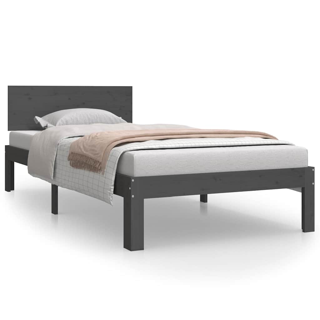 Vidaxl bedframe massief grenenhout grijs 90x200 cm