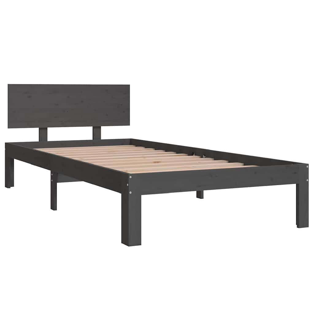 Vidaxl bedframe massief grenenhout grijs 90x200 cm