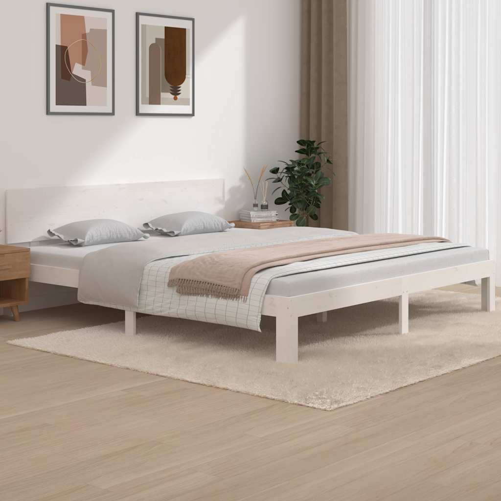 Vidaxl bedframe massief hout wit 180x200 cm
