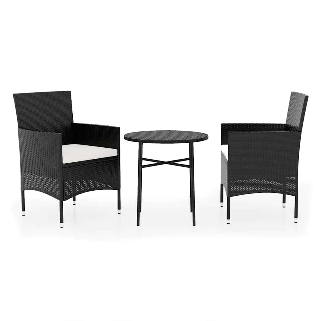 Vidaxl 3-delige tuinset poly rattan zwart