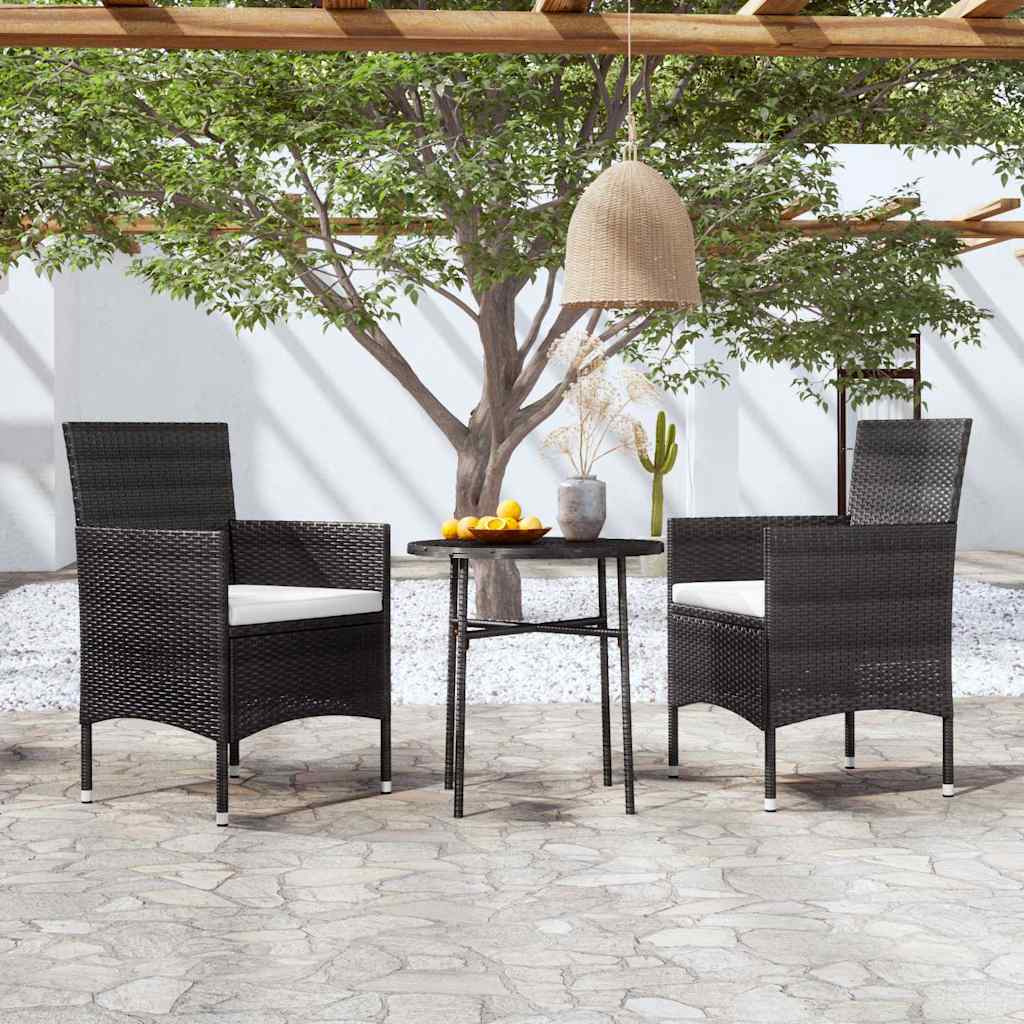 Vidaxl 3-delige tuinset poly rattan zwart