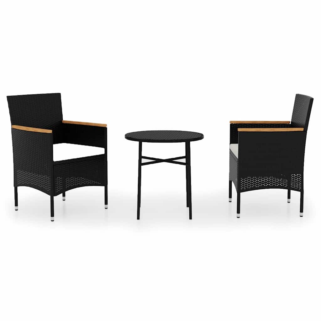 Vidaxl 3-delige tuinset poly rattan zwart