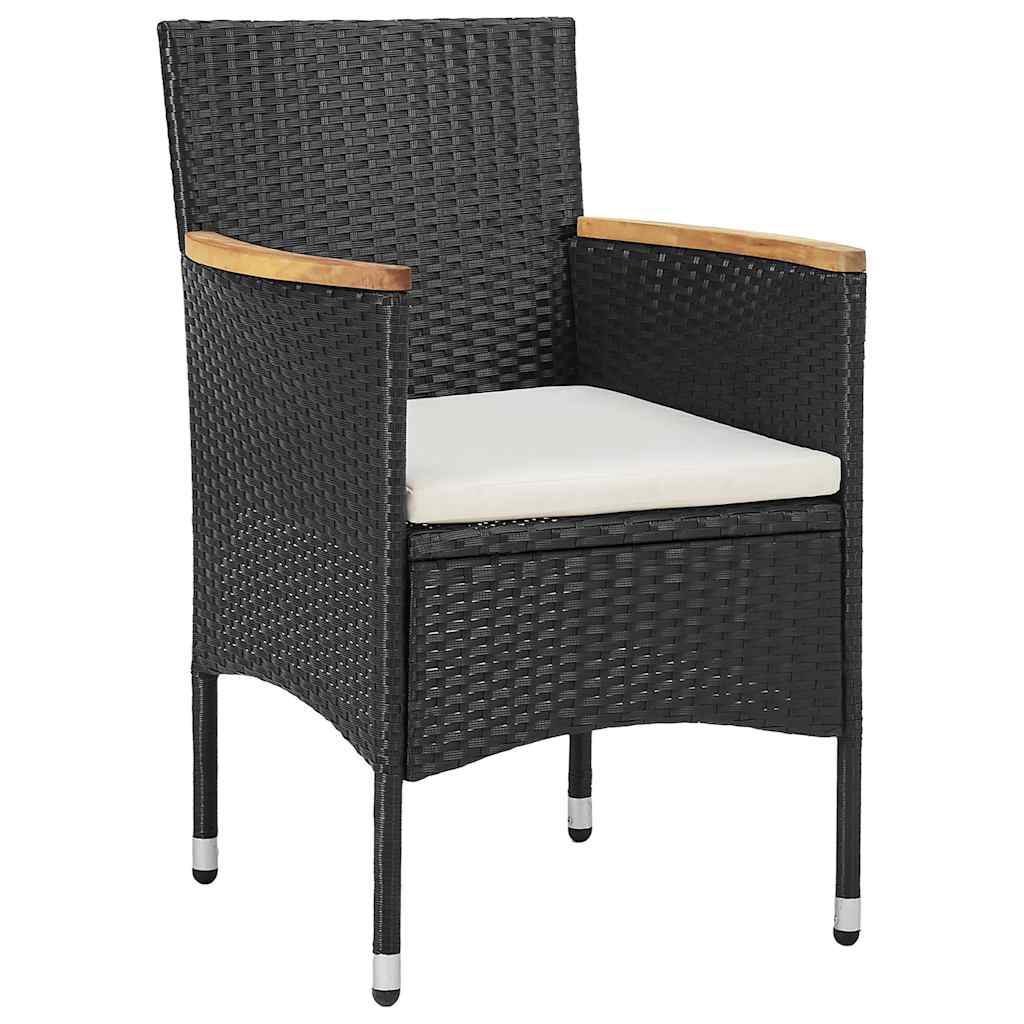 Vidaxl 3-delige tuinset poly rattan zwart