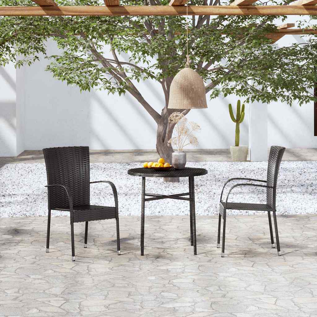 Vidaxl 3-delige tuinset poly rattan zwart