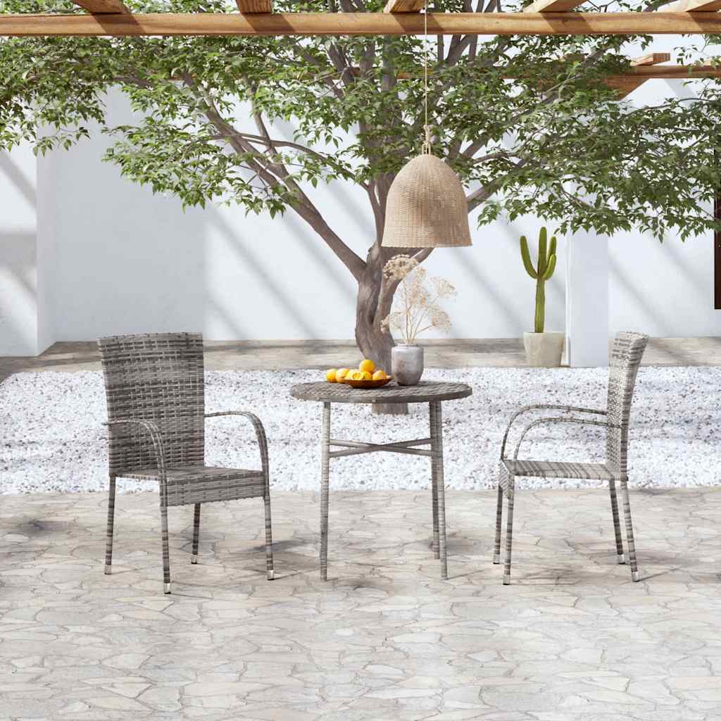 Vidaxl 3-delige tuinset poly rattan grijs