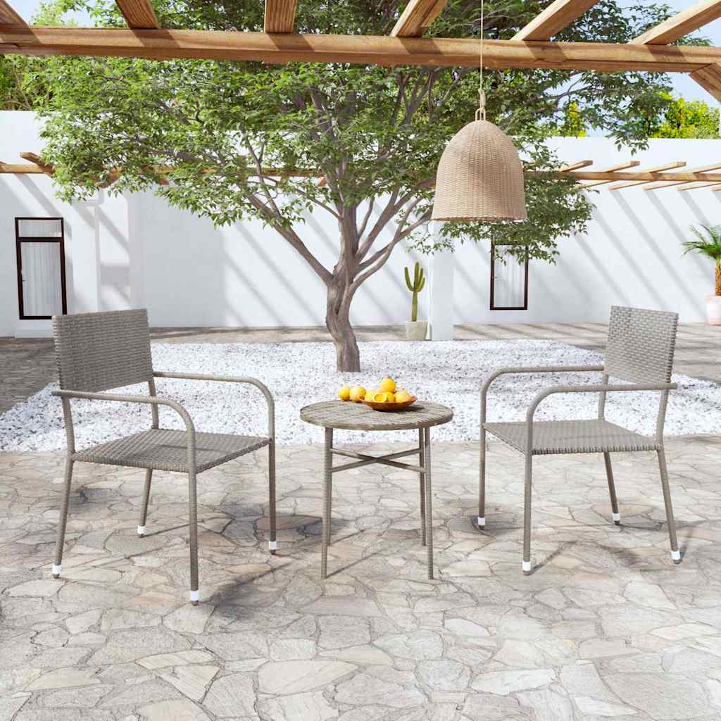 Vidaxl 3-delige tuinset poly rattan grijs