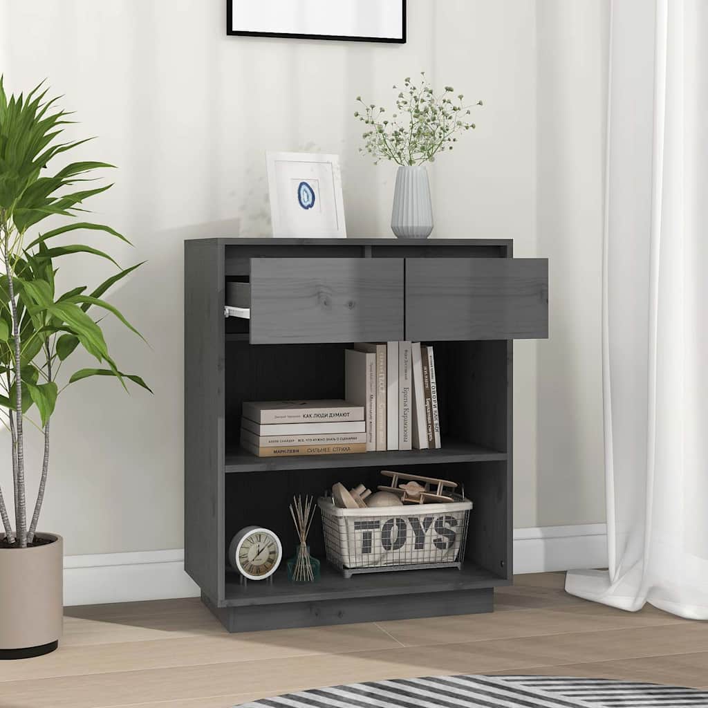 Vidaxl wandkast 60x34x75 cm massief grenenhout grijs