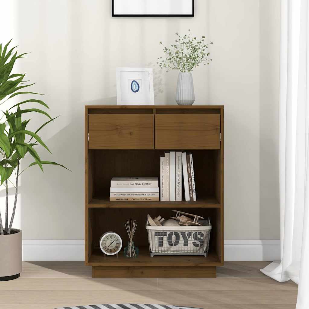 Vidaxl wandkast 60x34x75 cm massief grenenhout honingbruin