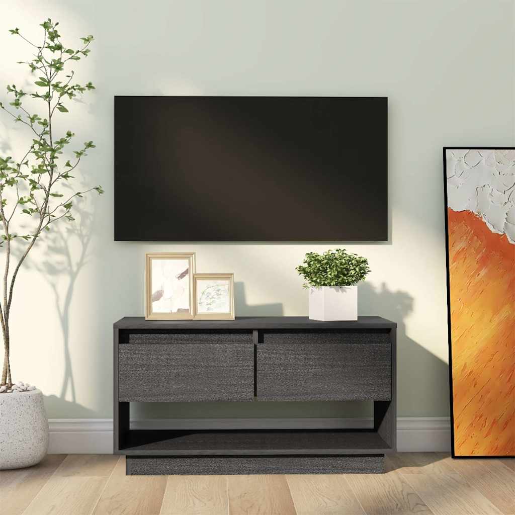 Vidaxl tv-meubel 74x34x40 cm massief grenenhout grijs