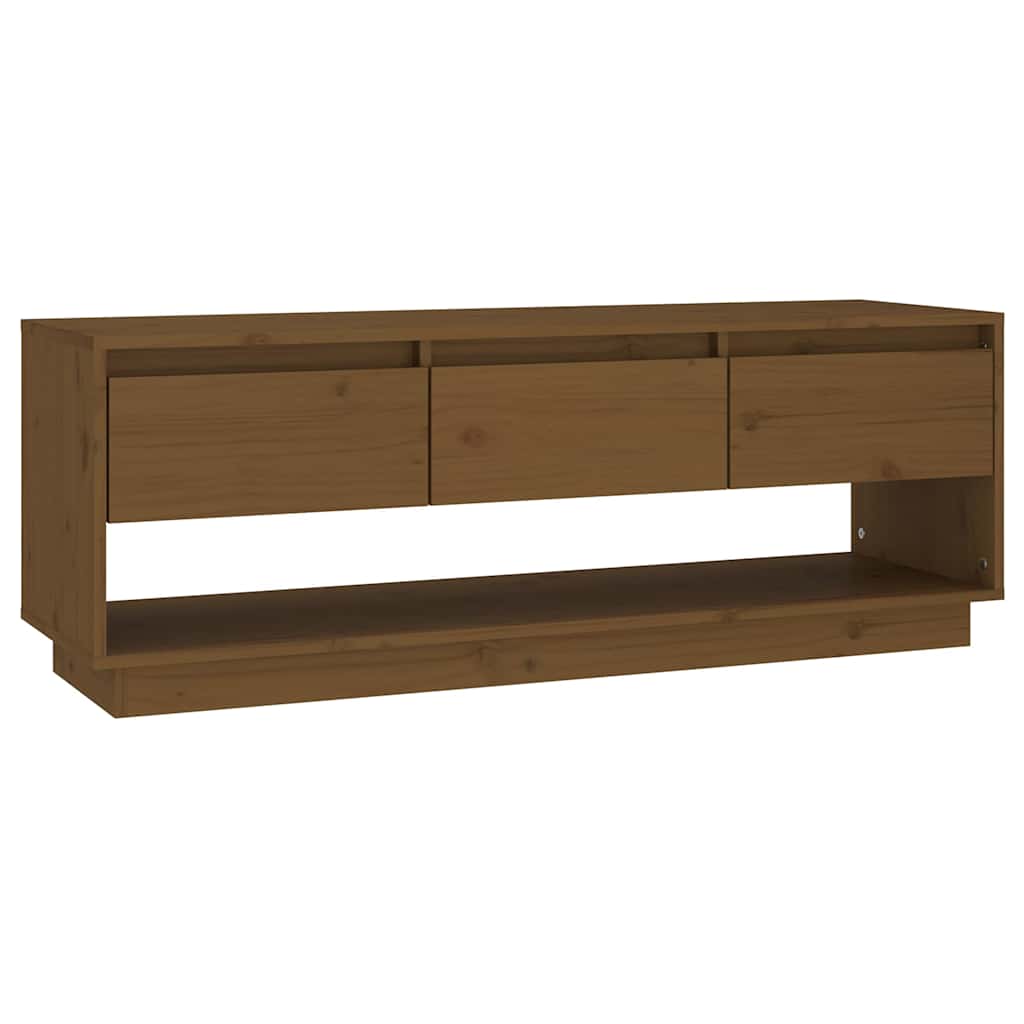 Vidaxl tv-meubel 110,5x34x40 cm massief grenenhout honingbruin