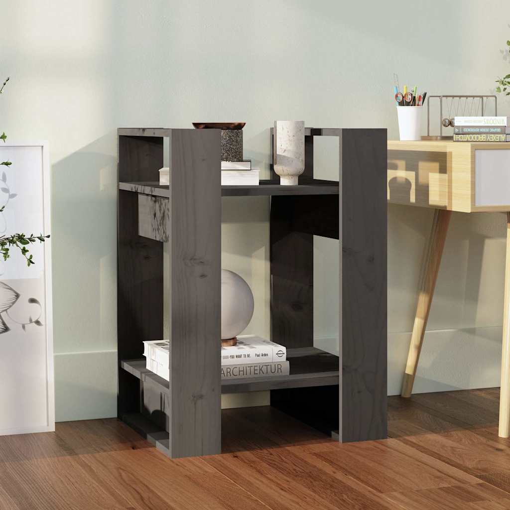 Vidaxl boekenkast kamerscherm 41x35x57 cm massief grenenhout grijs