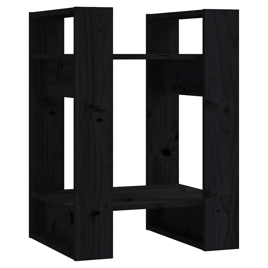 Vidaxl boekenkast kamerscherm 41x35x57 cm massief grenenhout zwart