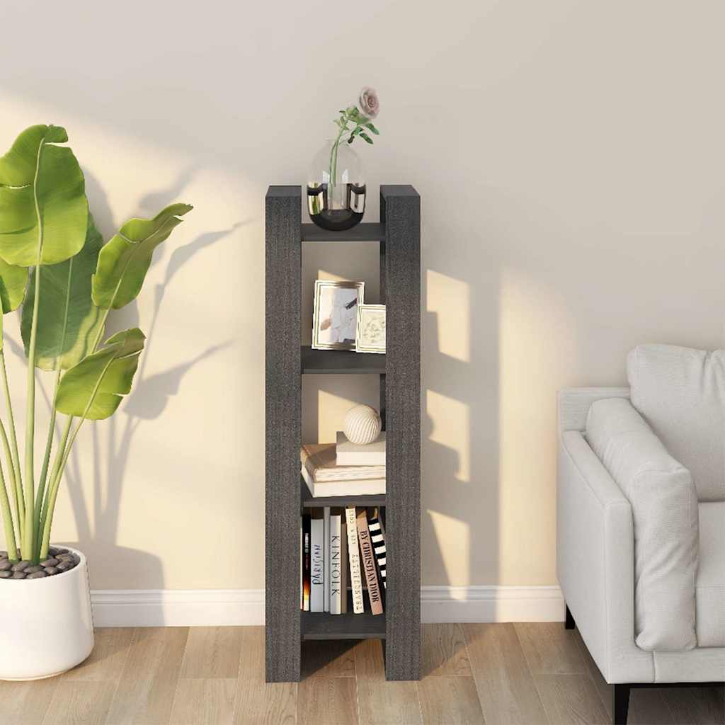 Vidaxl boekenkast kamerscherm 41x35x125 cm massief grenenhout grijs
