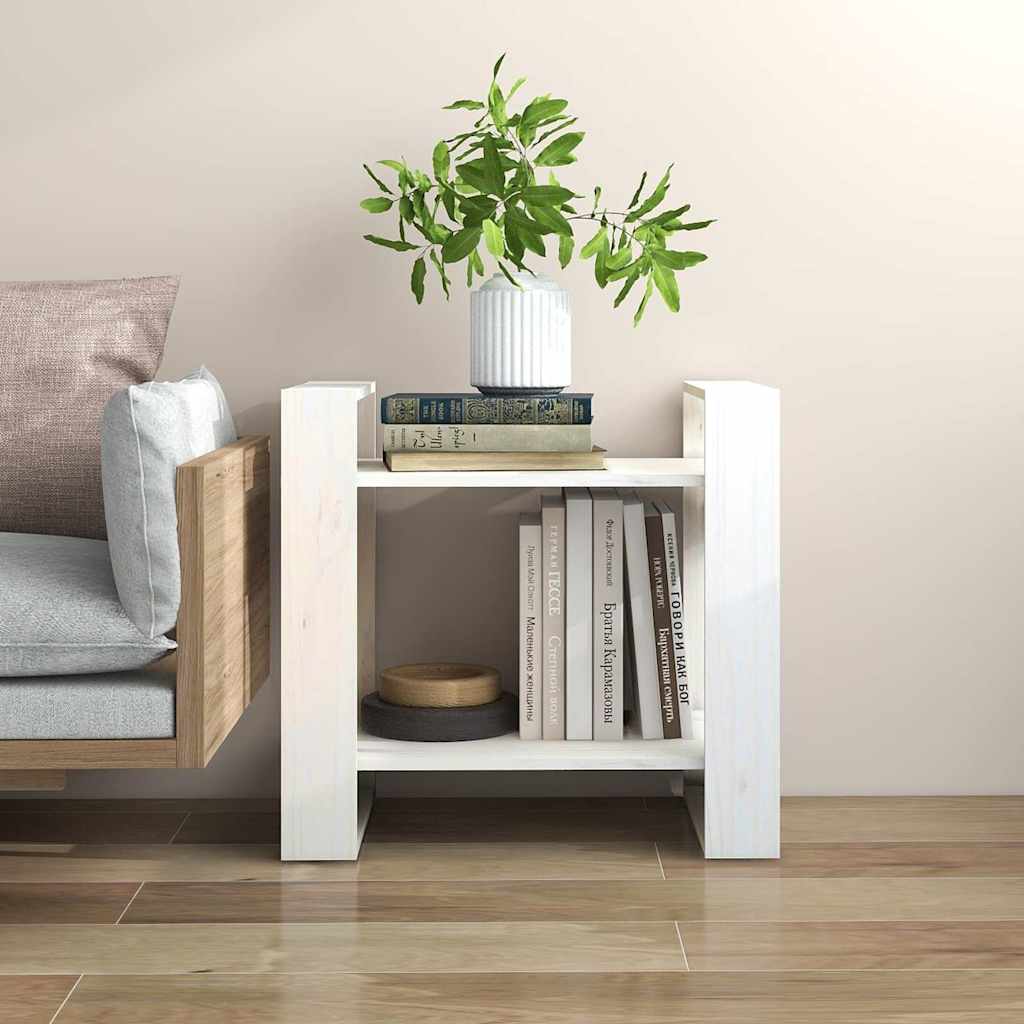Vidaxl boekenkast kamerscherm 60x35x57 cm massief grenenhout wit
