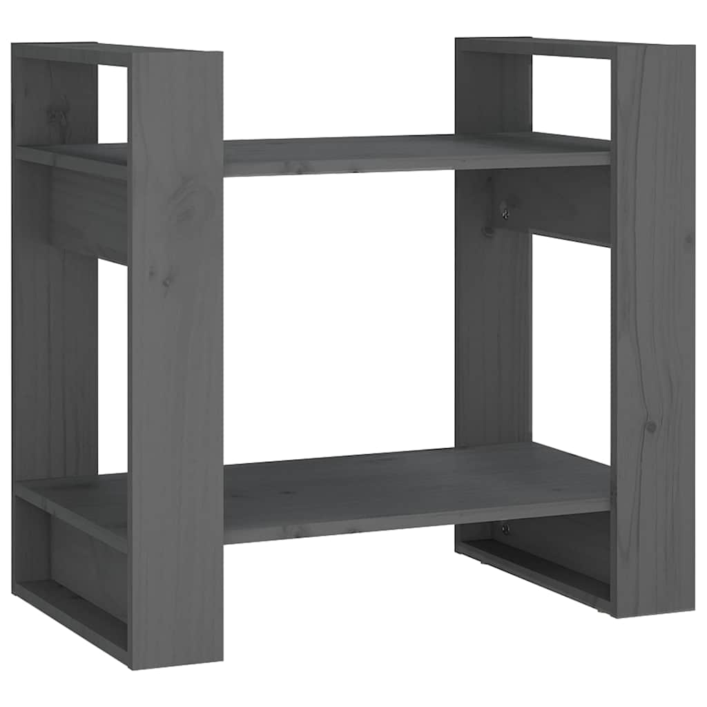 Vidaxl boekenkast kamerscherm 60x35x57 cm massief grenenhout grijs