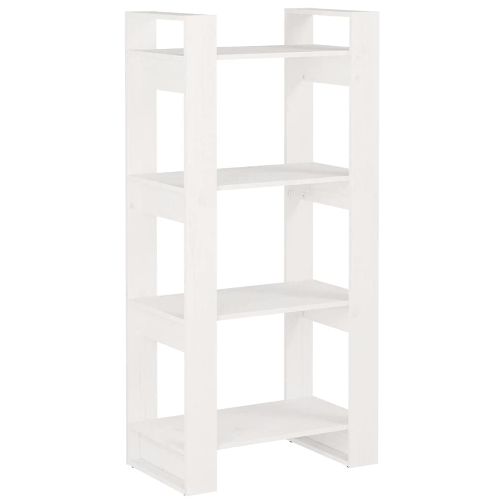 Vidaxl boekenkast kamerscherm 60x35x125 cm massief hout wit