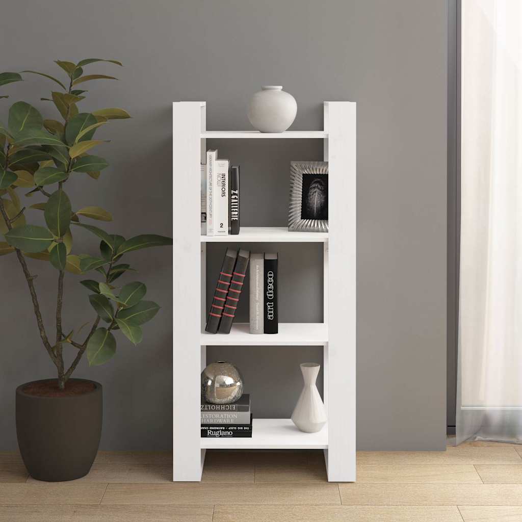Vidaxl boekenkast kamerscherm 60x35x125 cm massief hout wit
