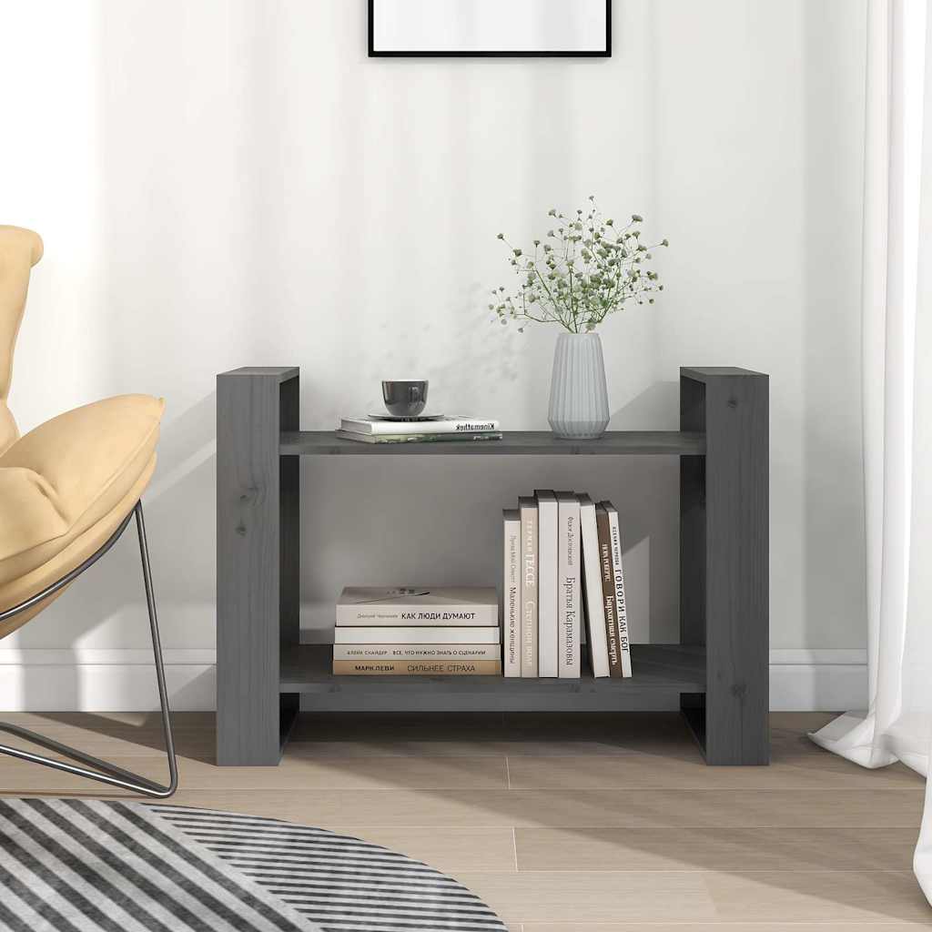 Vidaxl boekenkast kamerscherm 80x35x56,5 cm massief grenenhout grijs