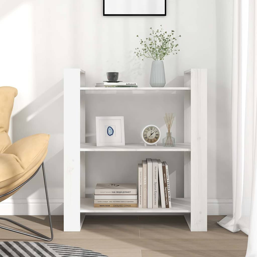 Vidaxl boekenkast kamerscherm 80x35x91 cm massief grenenhout wit