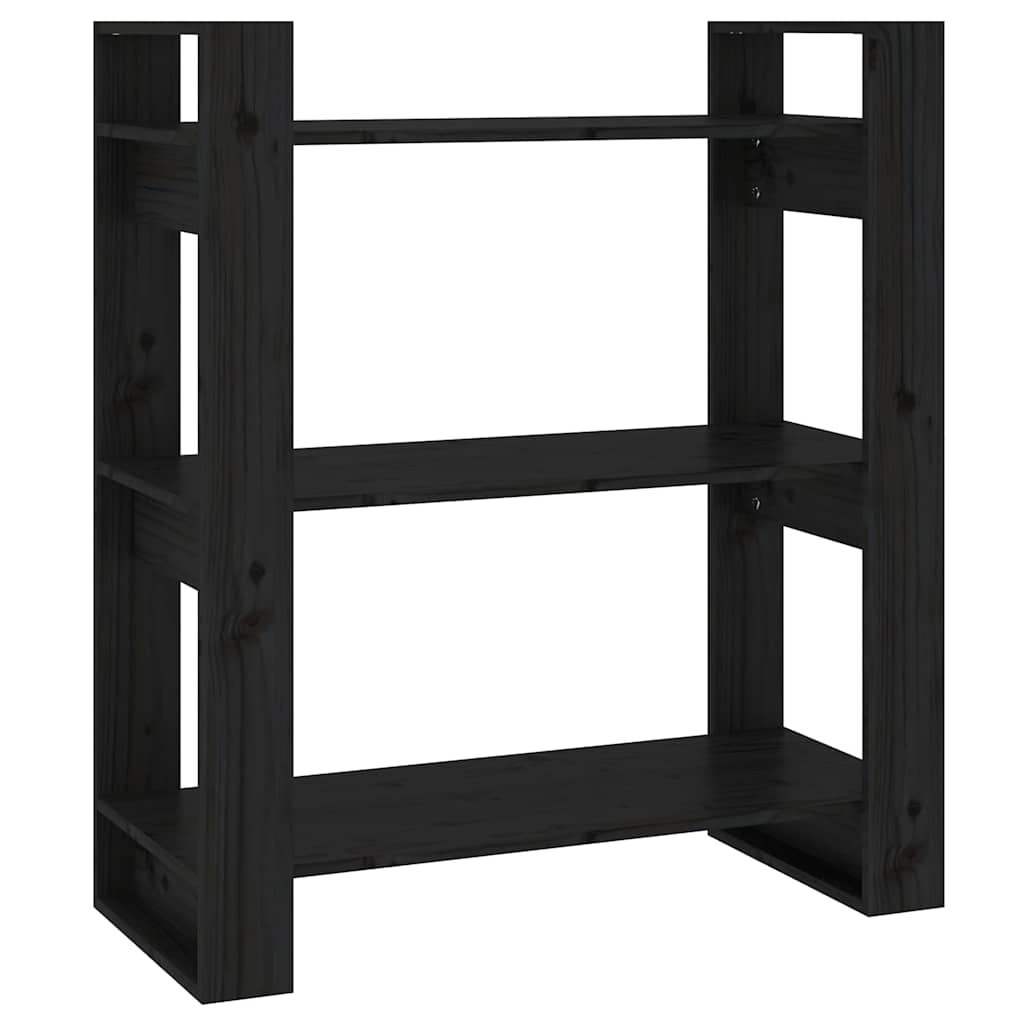 Vidaxl boekenkast kamerscherm 80x35x91 cm massief grenenhout zwart