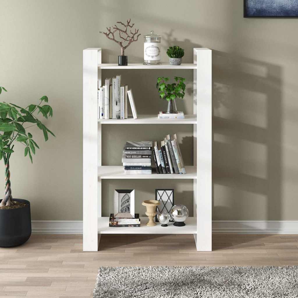 Vidaxl boekenkast kamerscherm 80x35x125 cm massief grenenhout wit