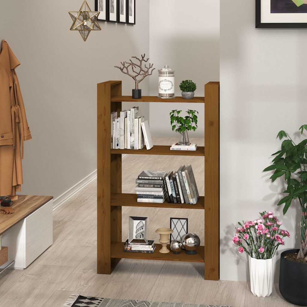 Vidaxl boekenkast kamerscherm 80x35x125 cm massief hout honingbruin
