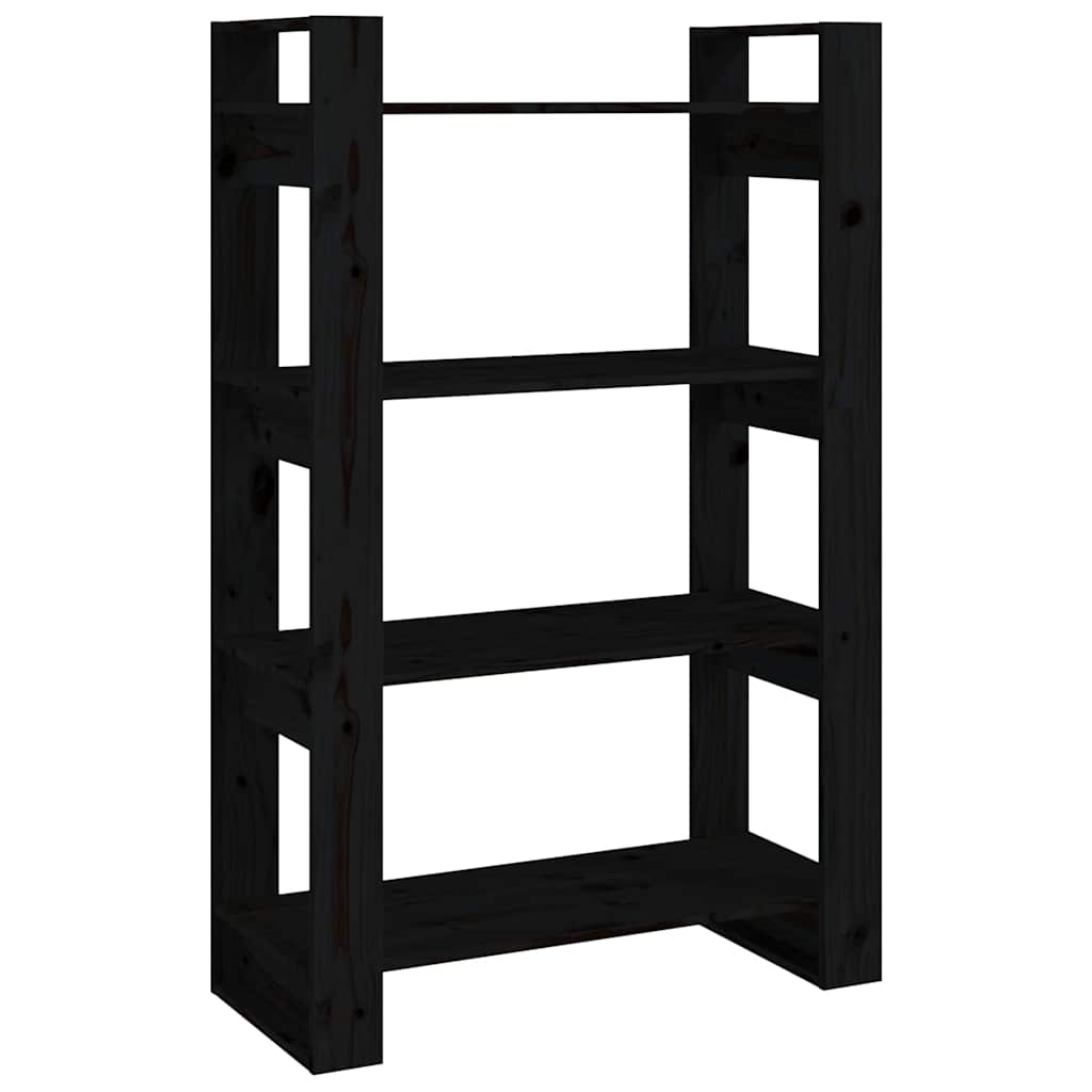 Vidaxl boekenkast kamerscherm 80x35x125 cm massief grenenhout zwart