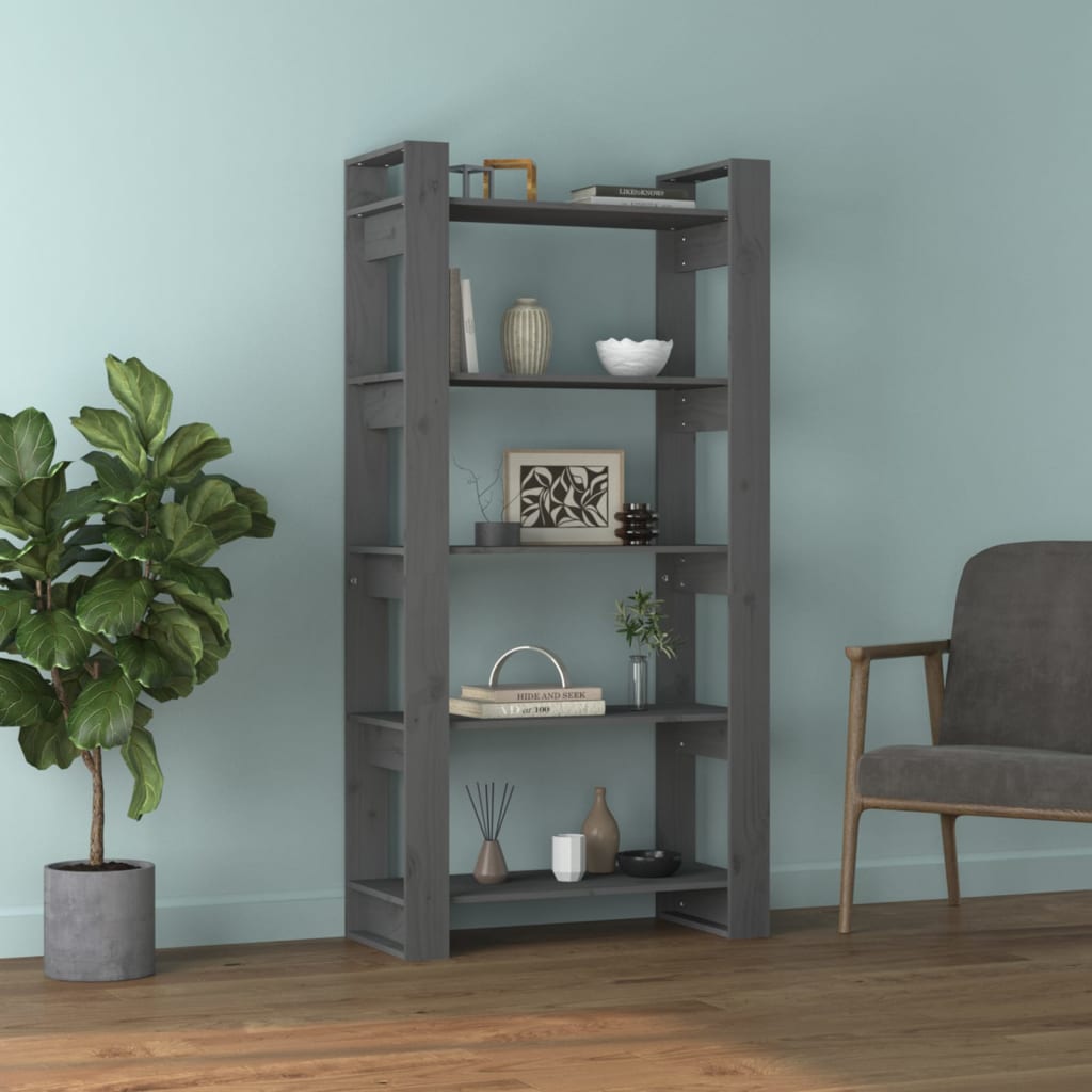 Vidaxl boekenkast kamerscherm 80x35x160 cm massief hout grijs