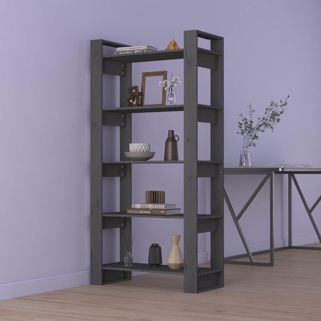 Vidaxl boekenkast kamerscherm 80x35x160 cm massief hout grijs