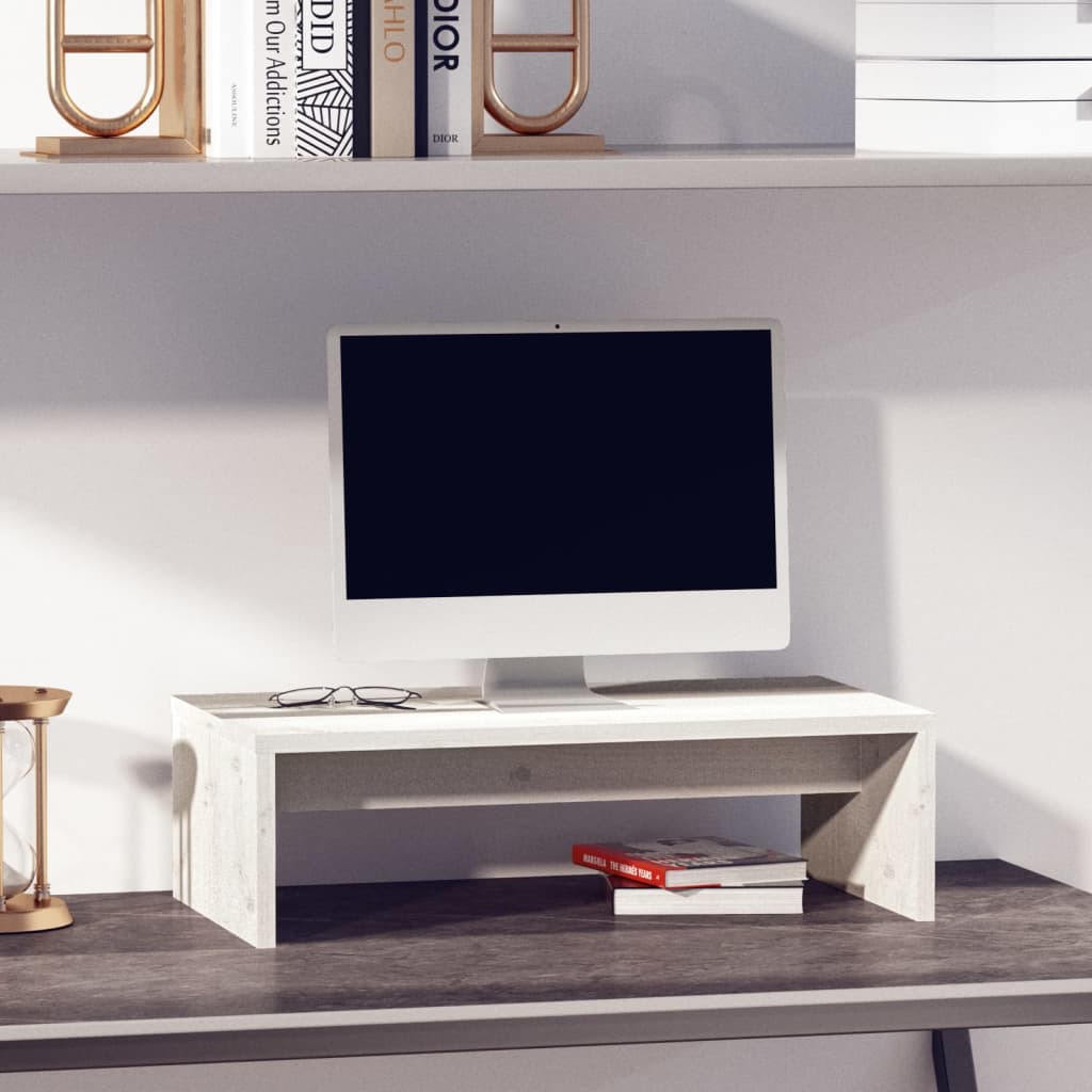 Vidaxl monitorstandaard 50x27x15 cm massief grenenhout wit