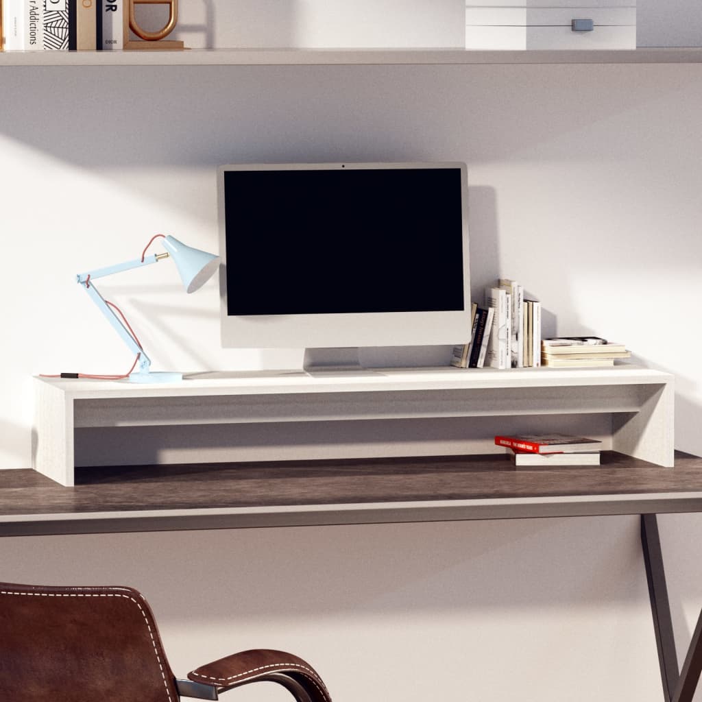 Vidaxl monitorstandaard 100x27x15 cm massief grenenhout wit