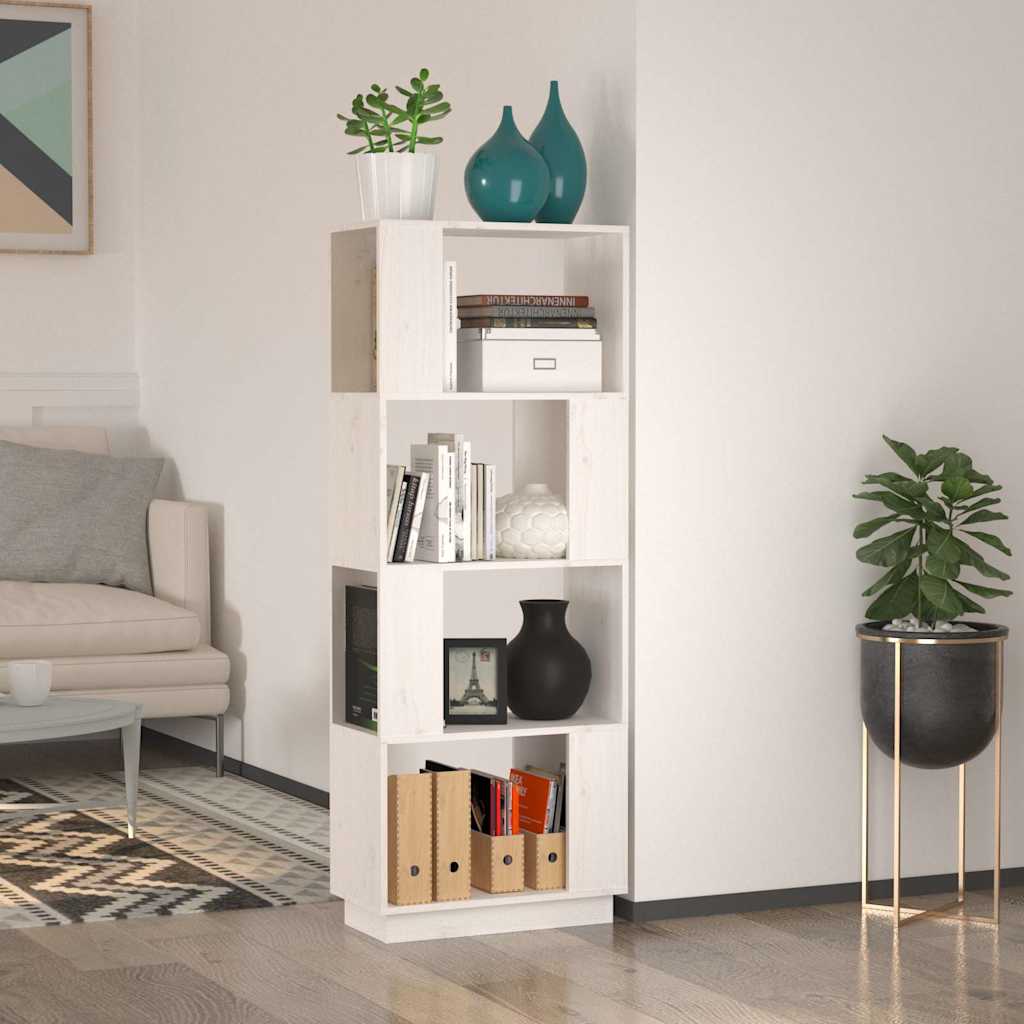 Vidaxl boekenkast kamerscherm 51x25x132 cm massief grenenhout wit