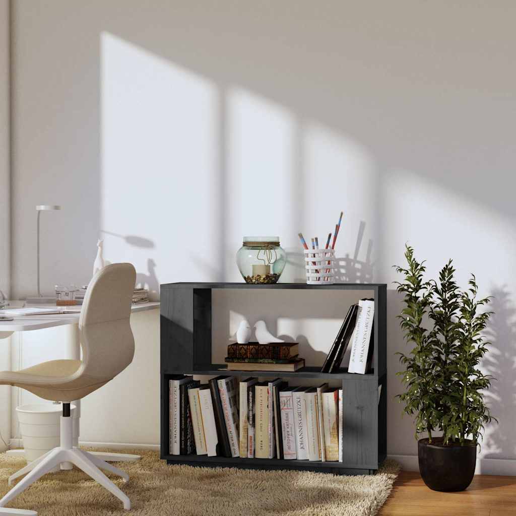 Vidaxl boekenkast kamerscherm 80x25x70 cm massief grenenhout grijs
