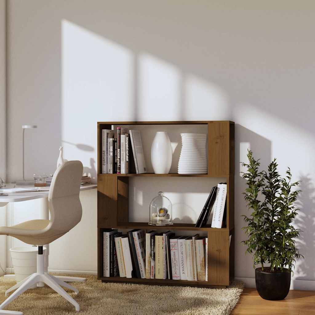 Vidaxl boekenkast kamerscherm 80x25x101 cm massief hout honingbruin
