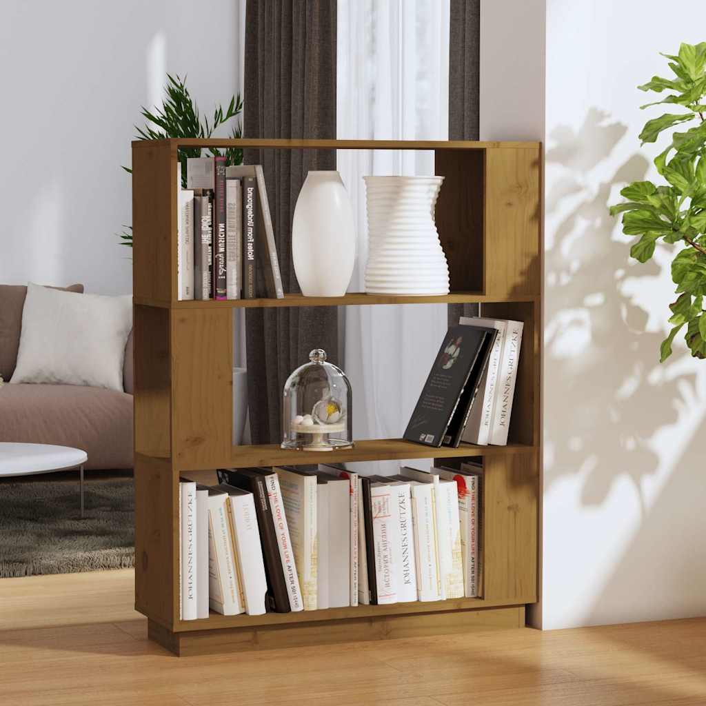 Vidaxl boekenkast kamerscherm 80x25x101 cm massief hout honingbruin