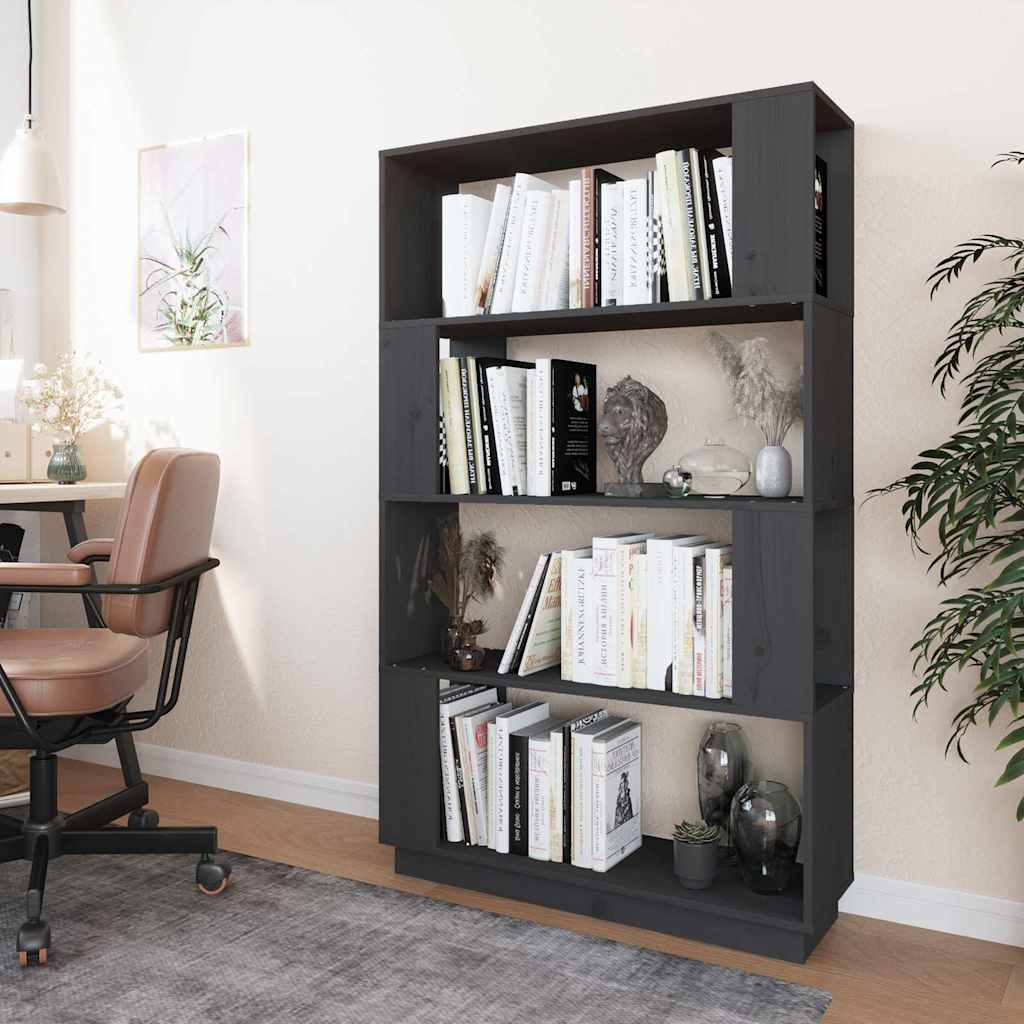 Vidaxl boekenkast kamerscherm 80x25x132 cm massief grenenhout grijs
