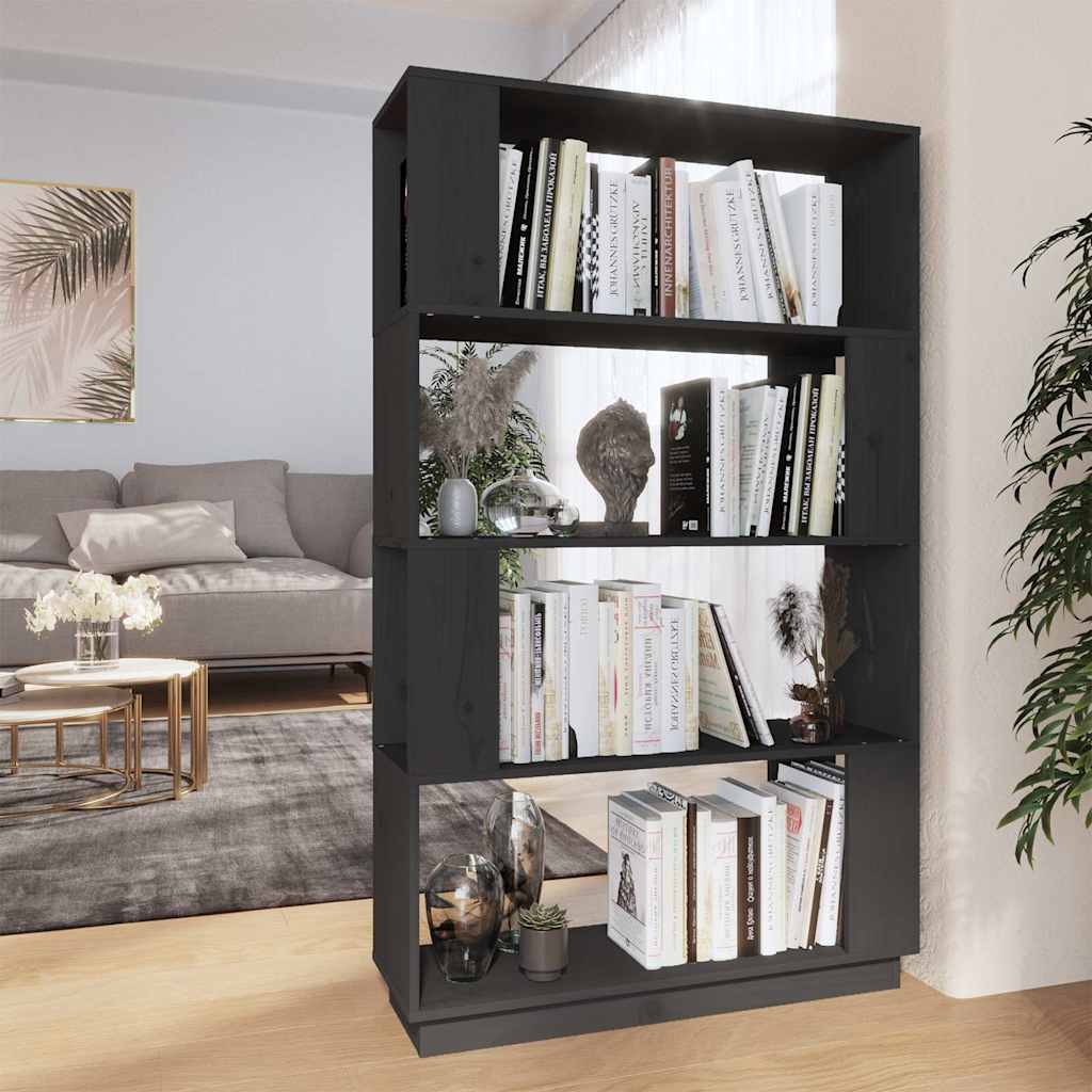 Vidaxl boekenkast kamerscherm 80x25x132 cm massief grenenhout grijs