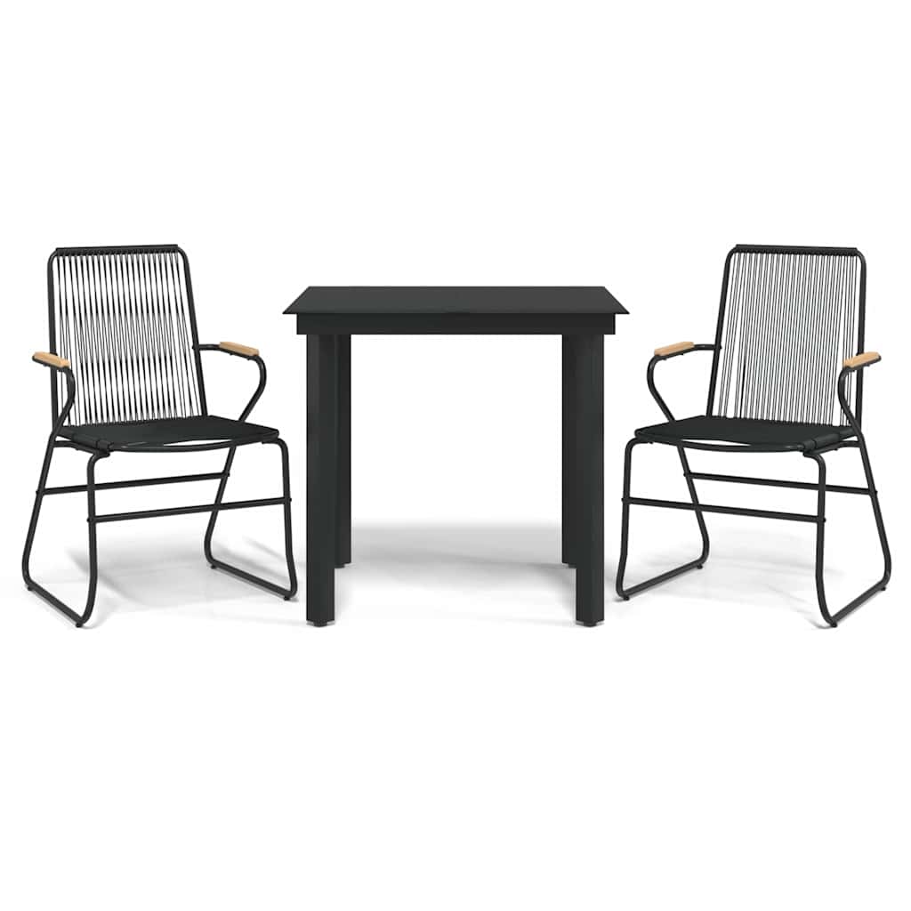 Vidaxl 3-delige tuinset pvc-rattan zwart