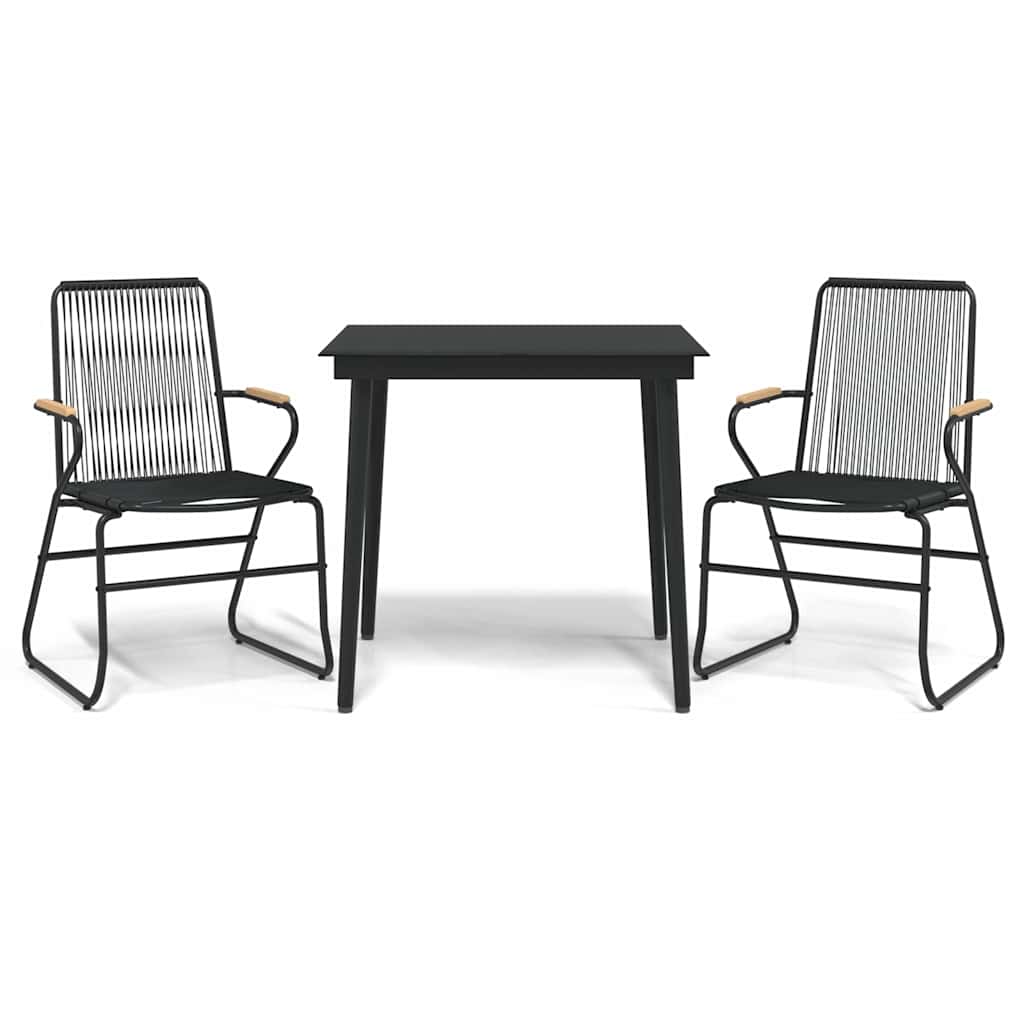 Vidaxl 3-delige tuinset pvc-rattan zwart