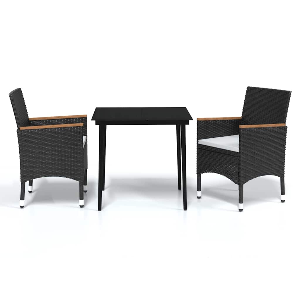 Vidaxl 3-delige tuinset met kussens zwart