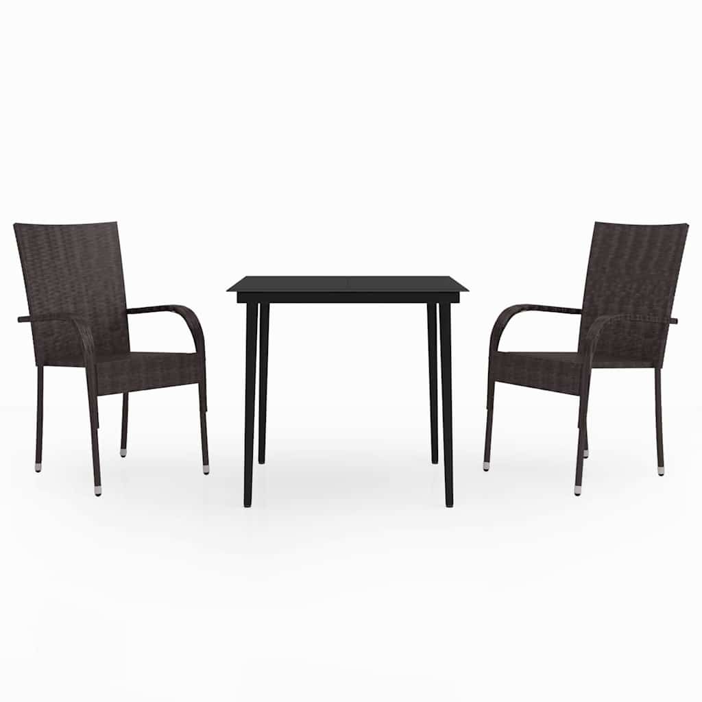 Vidaxl 3-delige tuinset bruin en zwart
