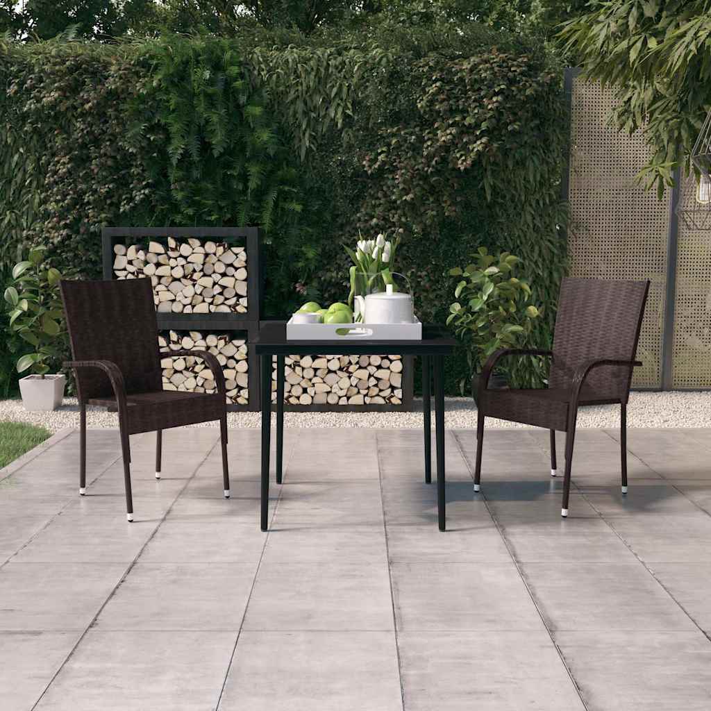 Vidaxl 3-delige tuinset bruin en zwart